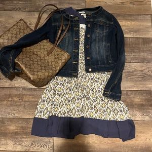 Ya Los Angeles Navy and Yellow dress Medium